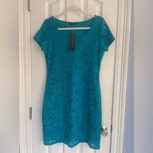 NWT Tiana B Turquoise Lace Dress - Sz M